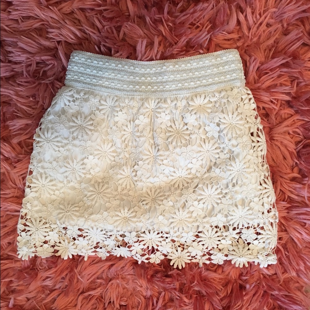 Off White Floral Skirt